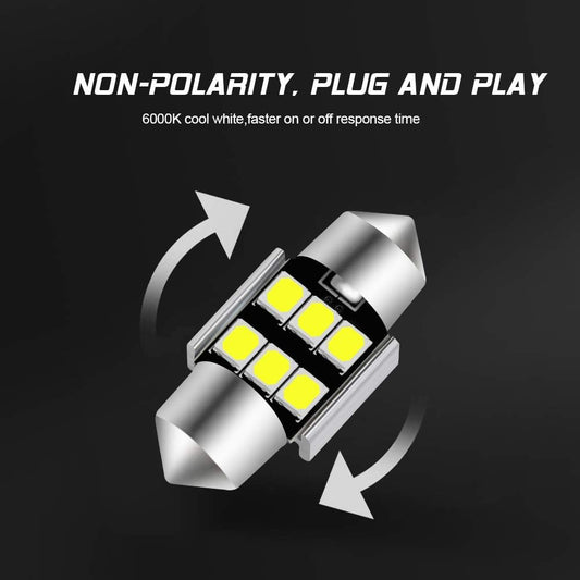 6614 6641 6612F 6615 F30-WHP TS-14V1CP 29MM 1.14”Festoon LED Interior Light Bulbs 6000K Xenon White, Super Bright 6SMD Chips for Car SUV Truck Sunvisor Vanity Mirror Lights (Pack of 6)