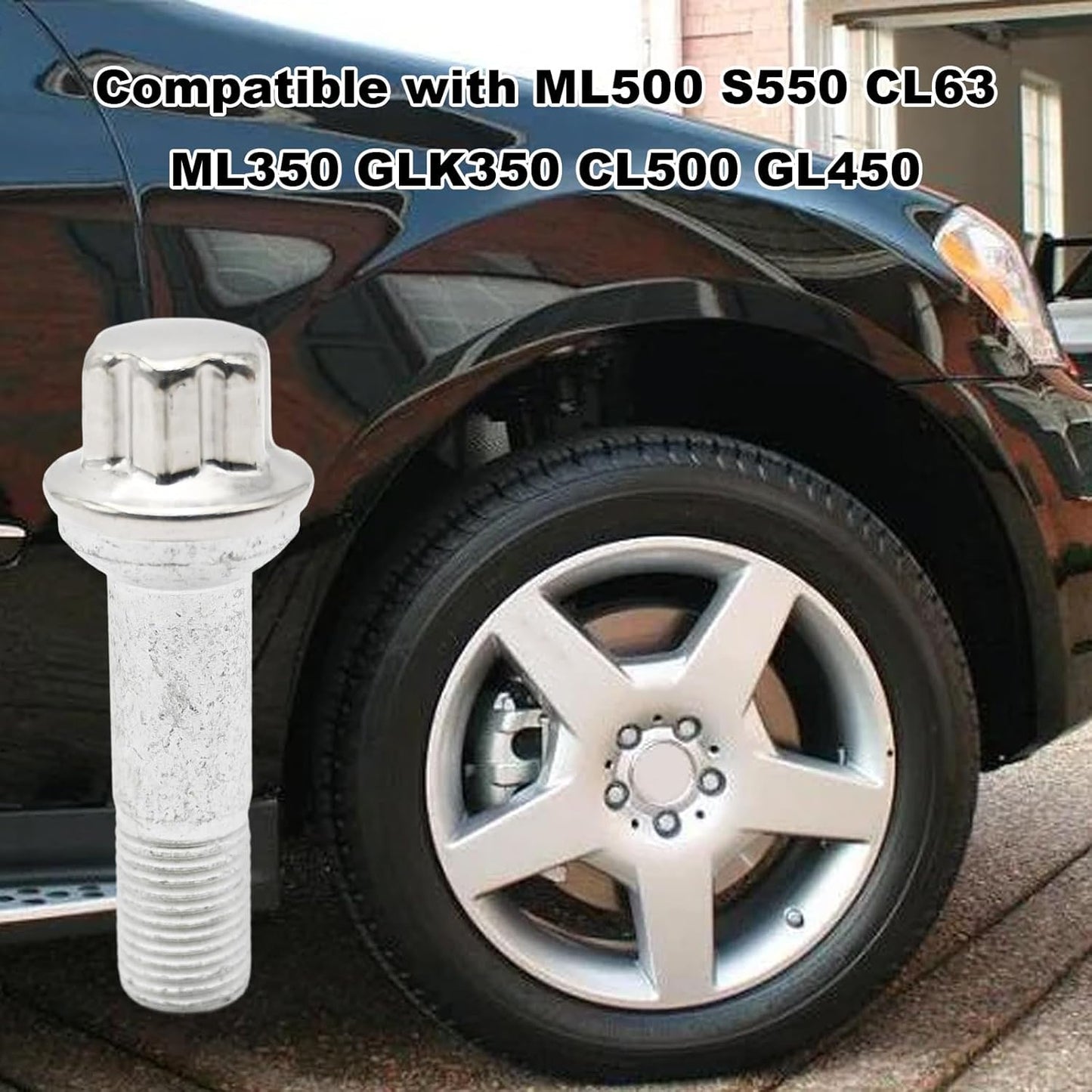 0009905407 M14 X 1.5 20PCS 14Mm X 1.5 Wheel Lug Bolt Wearproof High Hardness Perfect Fit Car Lug Screw for Repair Replacement for ML500 S550 CL63 ML350 GLK350 CL500 GL450