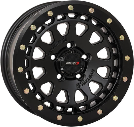 System 3 SB-6 Beadlock 15" Wheels Matte Black (4+3) Polaris RZR Turbo R & Pro R Ranger 1500 Xpedition