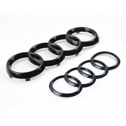 4 Rings Logo ABS Chrome Black Car Front Hood Emblem Bonnet Badge Rear Trunk Badge for A3 A4 A5 A6 A7 A1 Q2 Q3 Q5 Q7 Q8 TT