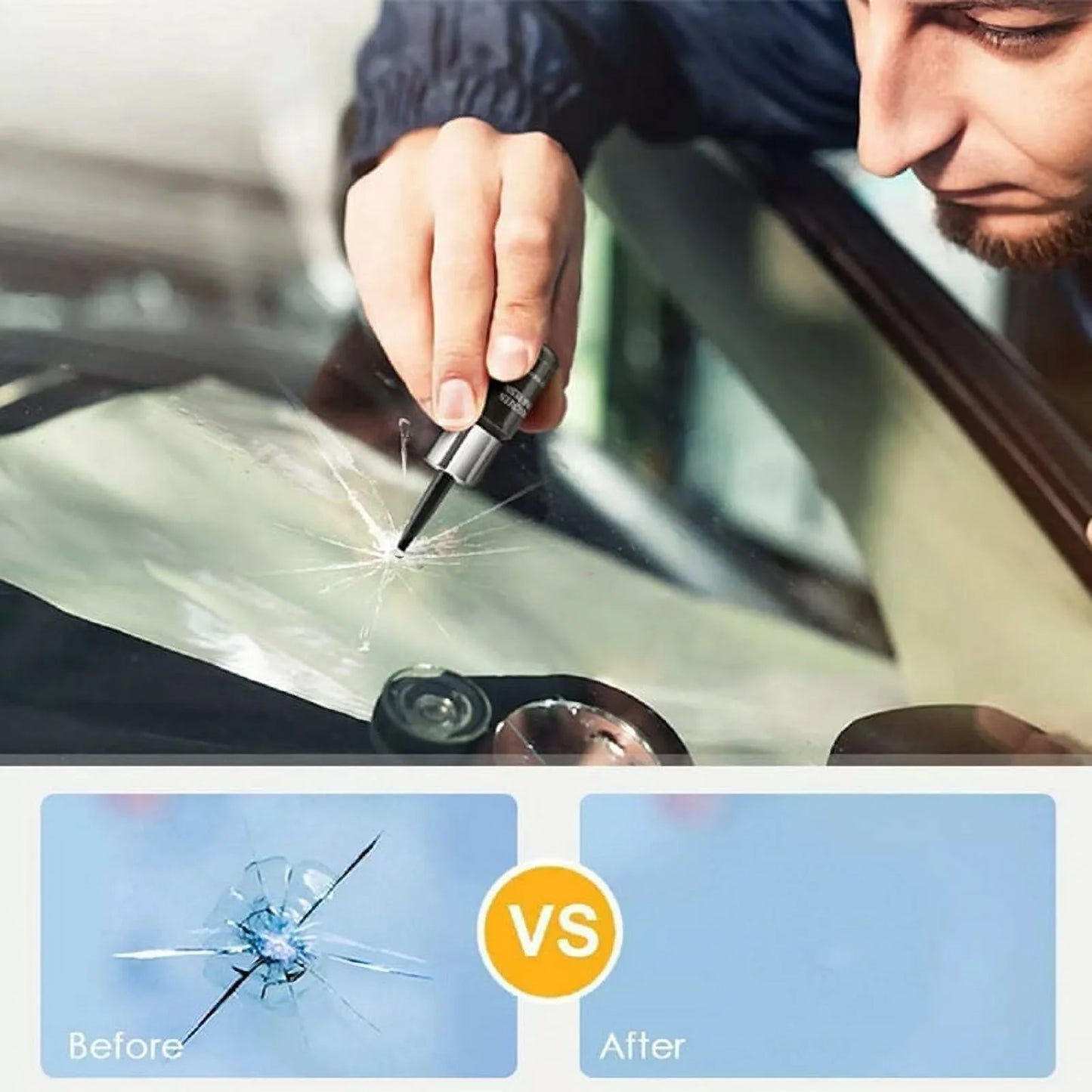 10Pcs Automotive Glass Nano Repair Fluid Kit, Car Windshield Repair Set, for Auto Glass Crack Crater and Scratch Fixing Black