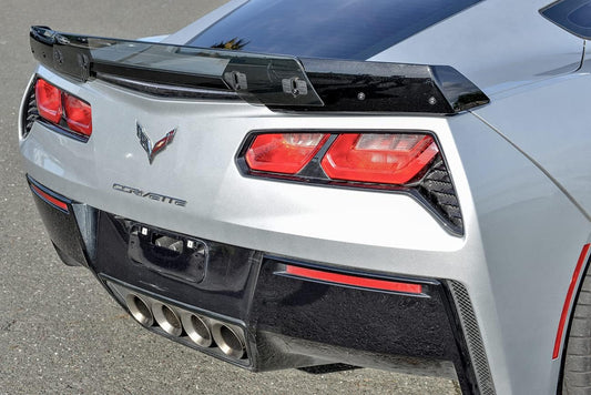 Replacement for 2014-2019 Chevrolet Corvette C7 | Z06 Z07 Stage 3 Style Rear Trunk Center Wickerbill Spoiler (Light Tinted)