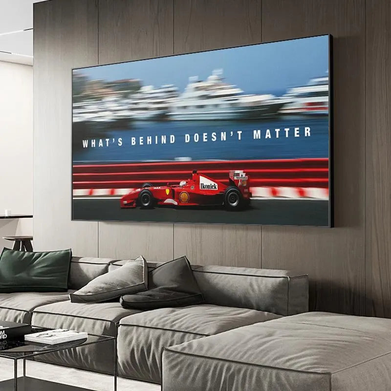 Formula 1 Racing Canvas – Ferrari Style Wall Art – Motorsport Poster – Speed Car Decor for Office or Man Cave