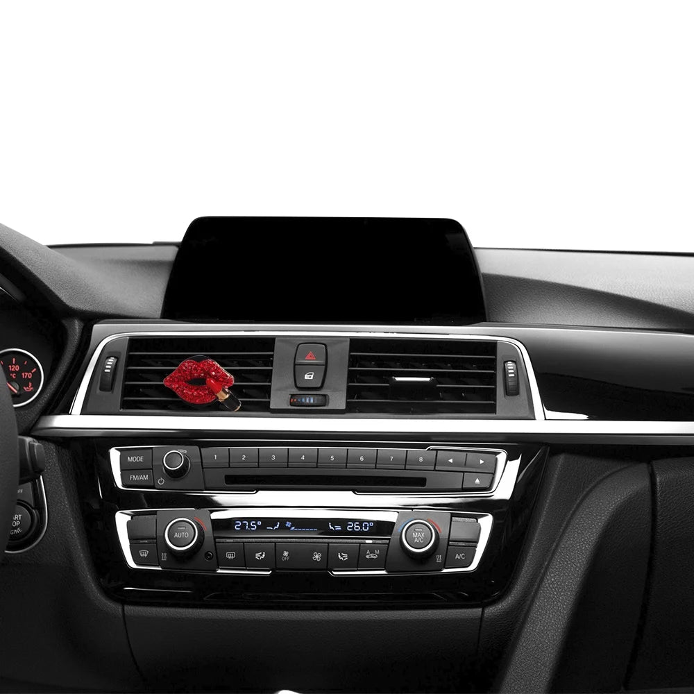 Car Bling Interior Accessories Car, Air Vent Rhinestone Diamond Decoration - Red Lipstick