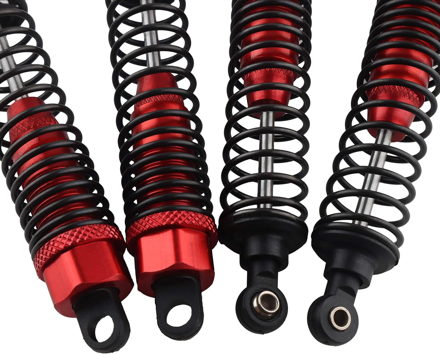 4PCS Front Rear Shock Absorber,98Mm Adjustable Assembled RC Damper Suspension Aluminum for RC Cars 1/10 HSP 94166 94106 94107 94155 94170 Buggy Truck Crawler Upgraded Hop-Up Parts(Red)