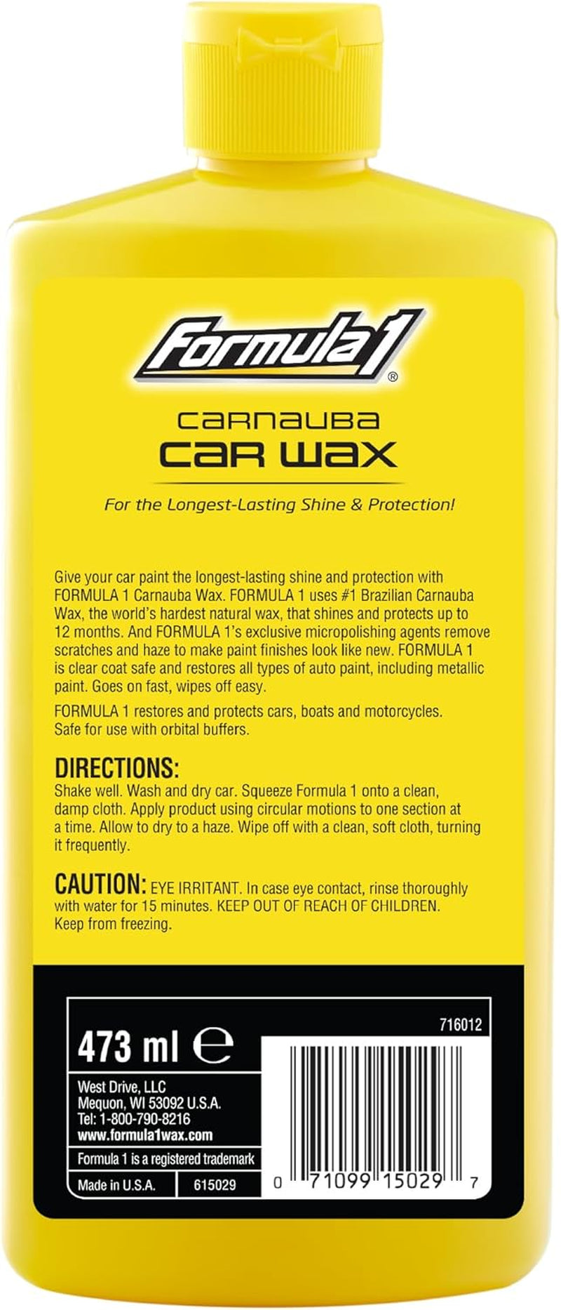 Carnauba Liquid Car Wax, High Gloss Shine & Protection for Auto Paint, Advanced Micropolishing to Remove Haze & Restore Vehicle Paint, 16 Oz