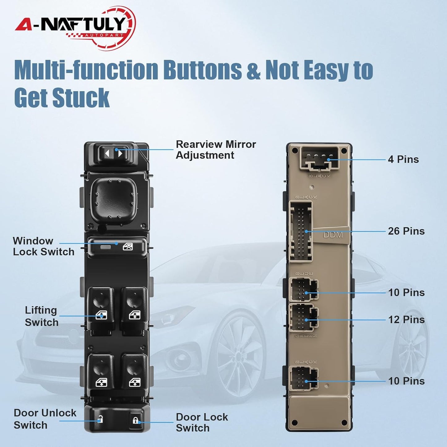 15883323 Front Driver Side Master Power Window Switch Fits for 2003-2007 Chevrol