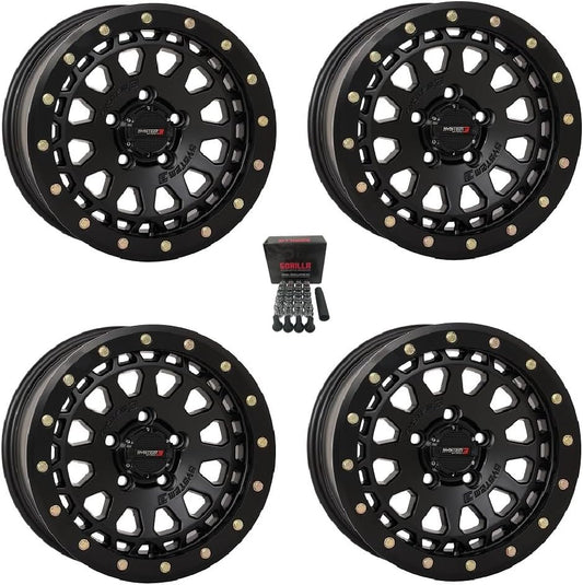 System 3 SB-6 Beadlock 15" Wheels Matte Black (4+3) Polaris RZR Turbo R & Pro R Ranger 1500 Xpedition