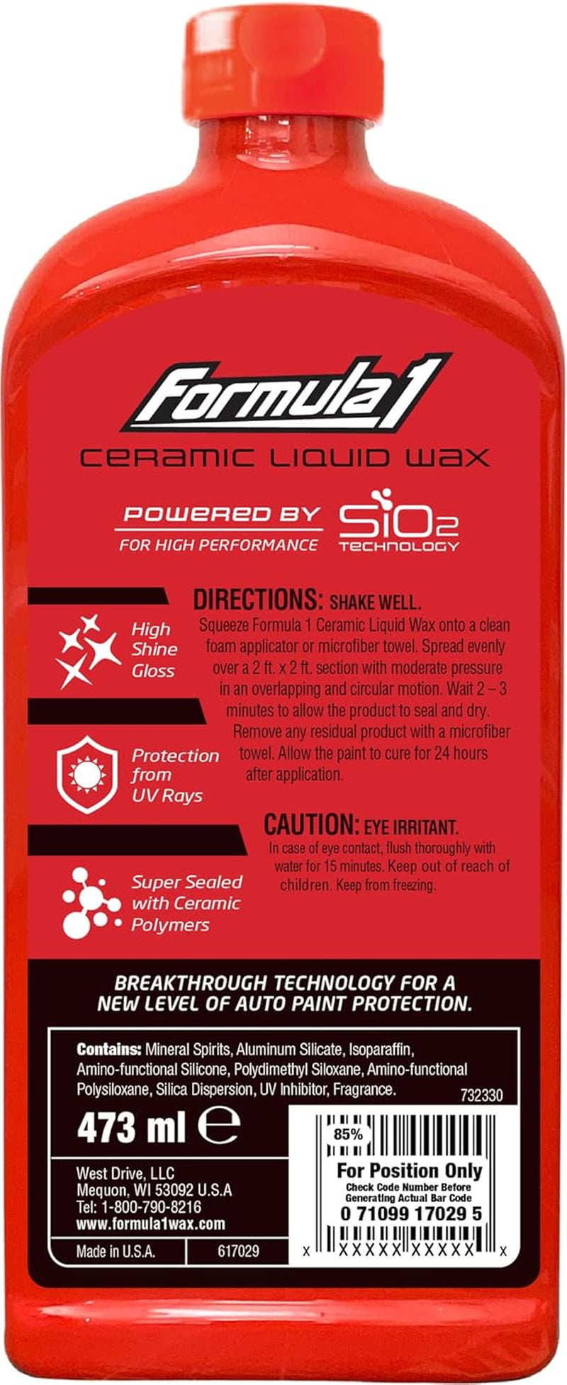 Ceramic Liquid Wax (16 Oz.) - Ultimate Shine and Protection for Your Car - Long-Lasting Hydrophobic Finish - Easy to Apply, Professional Grade