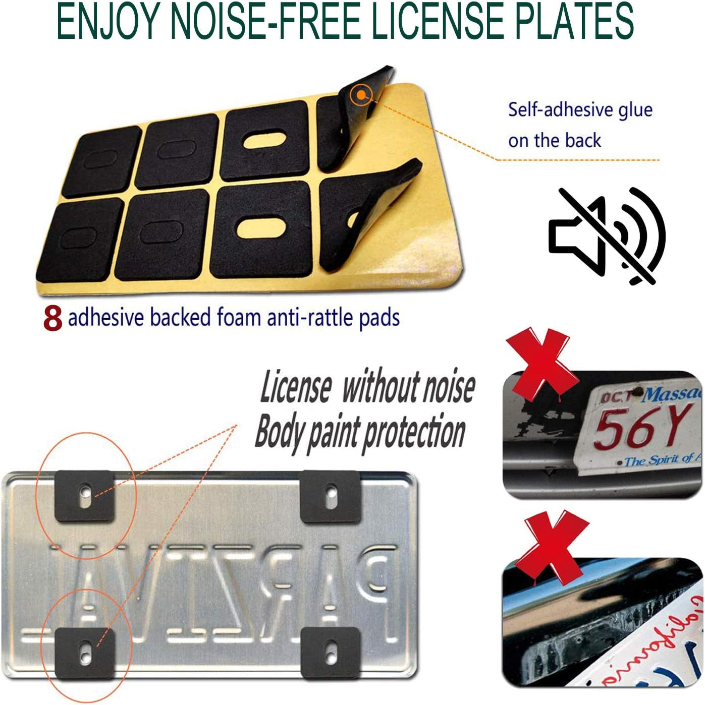 Carbon Fiber License Plate Frames- anti Theft Black Aluminum Printed Carbon Patterns for Front Rear Car Tag Holder, with Stainless Steel Mount Hardware Kit- Locking Security Screws Bolts, Caps