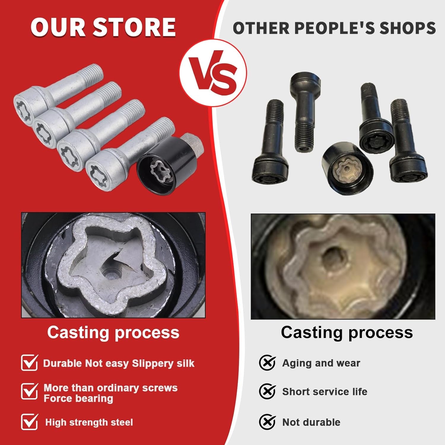 4 PCS 304 Pattern Rim Wheel Lock Nut Set - anti Theft Wheel Bolt Lock Kit for Benz S/Glc/Gle/E/G/M/R-Class - OEM Number: 0019901707