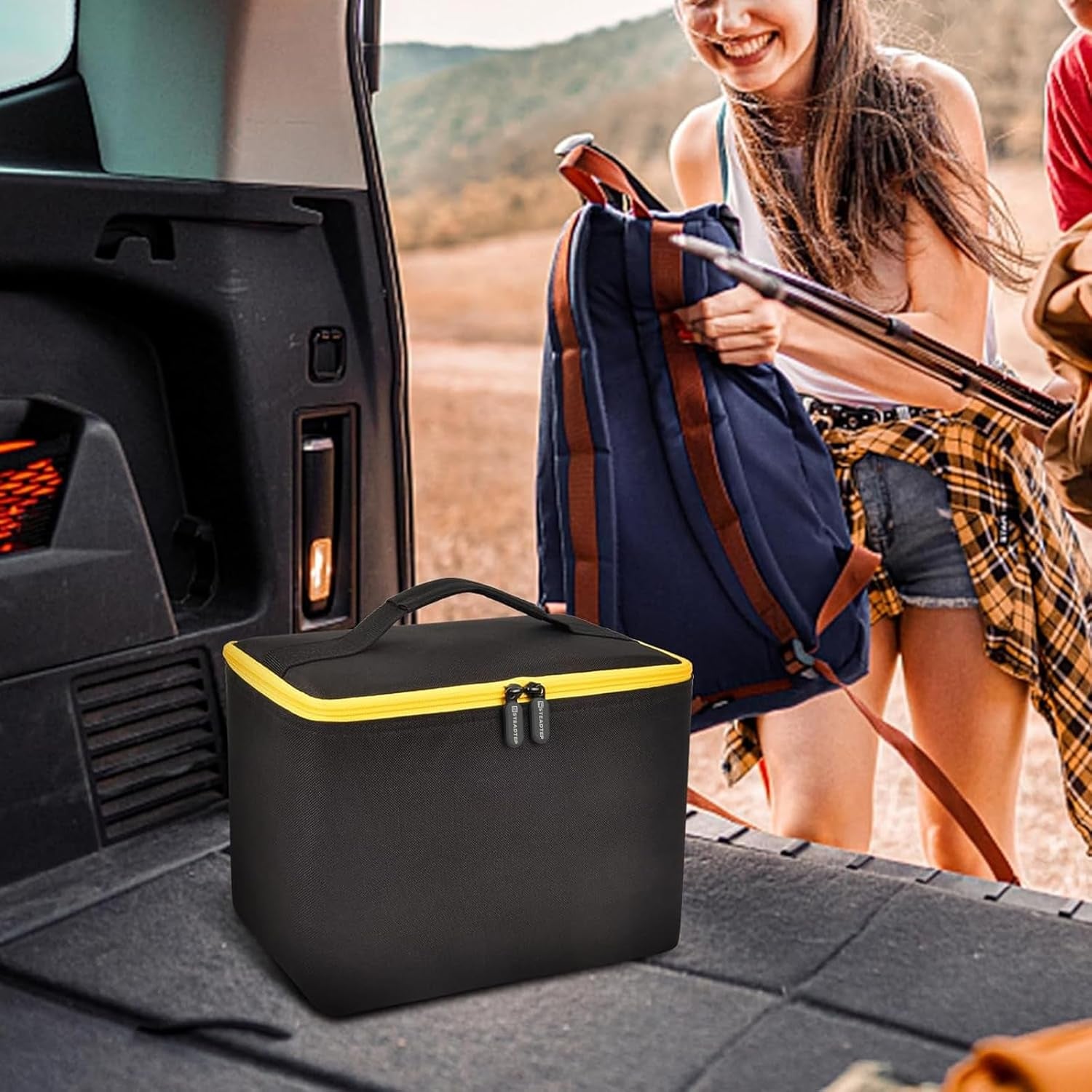 Air Compressor Storage Bag Compatible with Astroai Tire Inflator for Car Tire Pump 150PSI 12V DC/110V AC, Air Pump Carrying Case Holder for Cigarette Lighter Extension Cord and Batteries (Black)