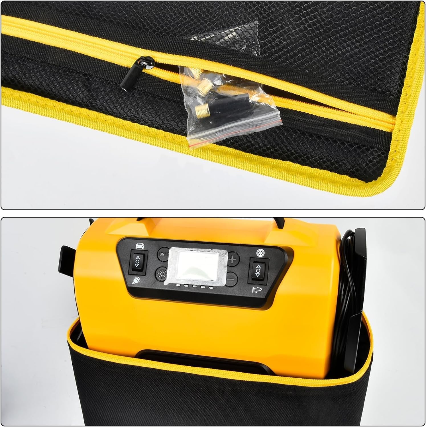 Air Compressor Storage Bag Compatible with Astroai Tire Inflator for Car Tire Pump 150PSI 12V DC/110V AC, Air Pump Carrying Case Holder for Cigarette Lighter Extension Cord and Batteries (Black)