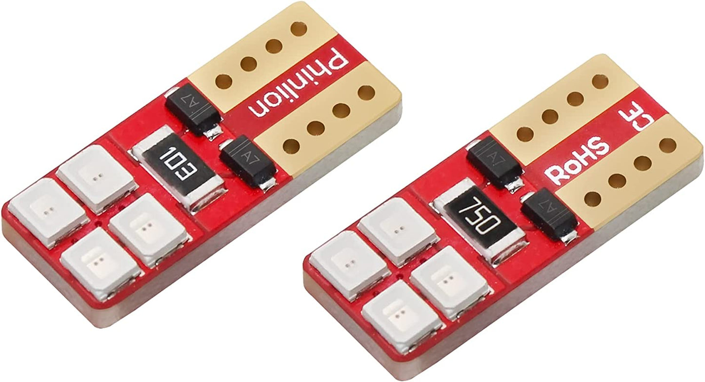 12V T10 168 194 Red LED Light Bulbs, Super Bright Miniature 8-SMD Wedge 3652 12256 12396 Replacement Bulb for Car Interior Dome Map Door Courtesy License Plate Lights, Pack of 10