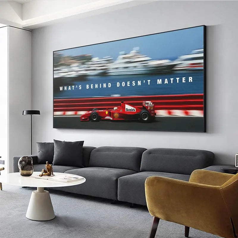 Formula 1 Racing Canvas – Ferrari Style Wall Art – Motorsport Poster – Speed Car Decor for Office or Man Cave