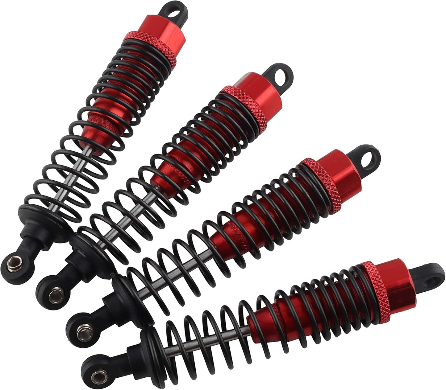 4PCS Front Rear Shock Absorber,98Mm Adjustable Assembled RC Damper Suspension Aluminum for RC Cars 1/10 HSP 94166 94106 94107 94155 94170 Buggy Truck Crawler Upgraded Hop-Up Parts(Red)