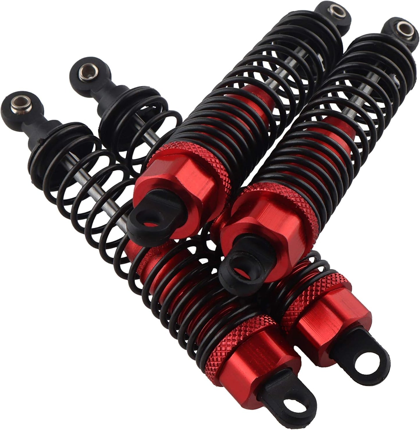 4PCS Front Rear Shock Absorber,98Mm Adjustable Assembled RC Damper Suspension Aluminum for RC Cars 1/10 HSP 94166 94106 94107 94155 94170 Buggy Truck Crawler Upgraded Hop-Up Parts(Red)