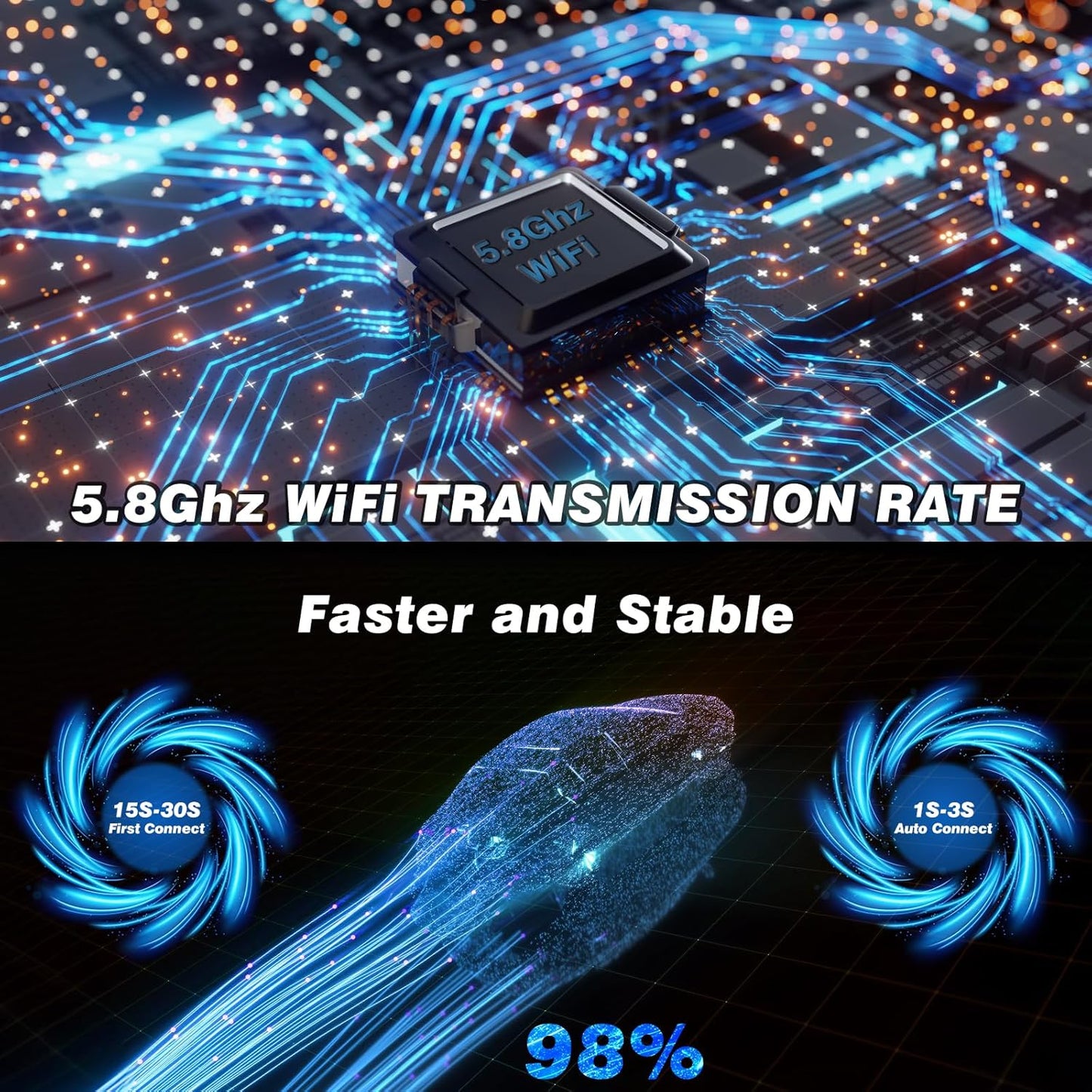 Wireless Carplay, Convert Wired to Wireless Carplay Dongle, Plug & Play USB Adapter for Cars, Seamless Control Adapter for Ios 10+ (Black)