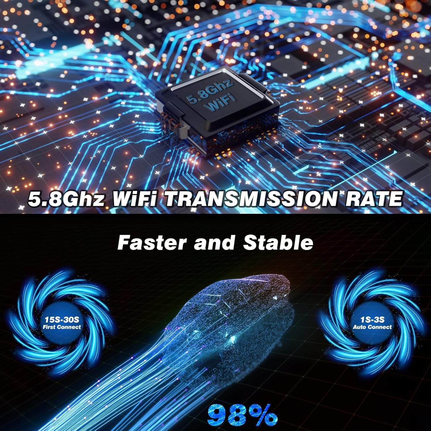 Wireless Carplay, Convert Wired to Wireless Carplay Dongle, Plug & Play USB Adapter for Cars, Seamless Control Adapter for Ios 10+ (Black)