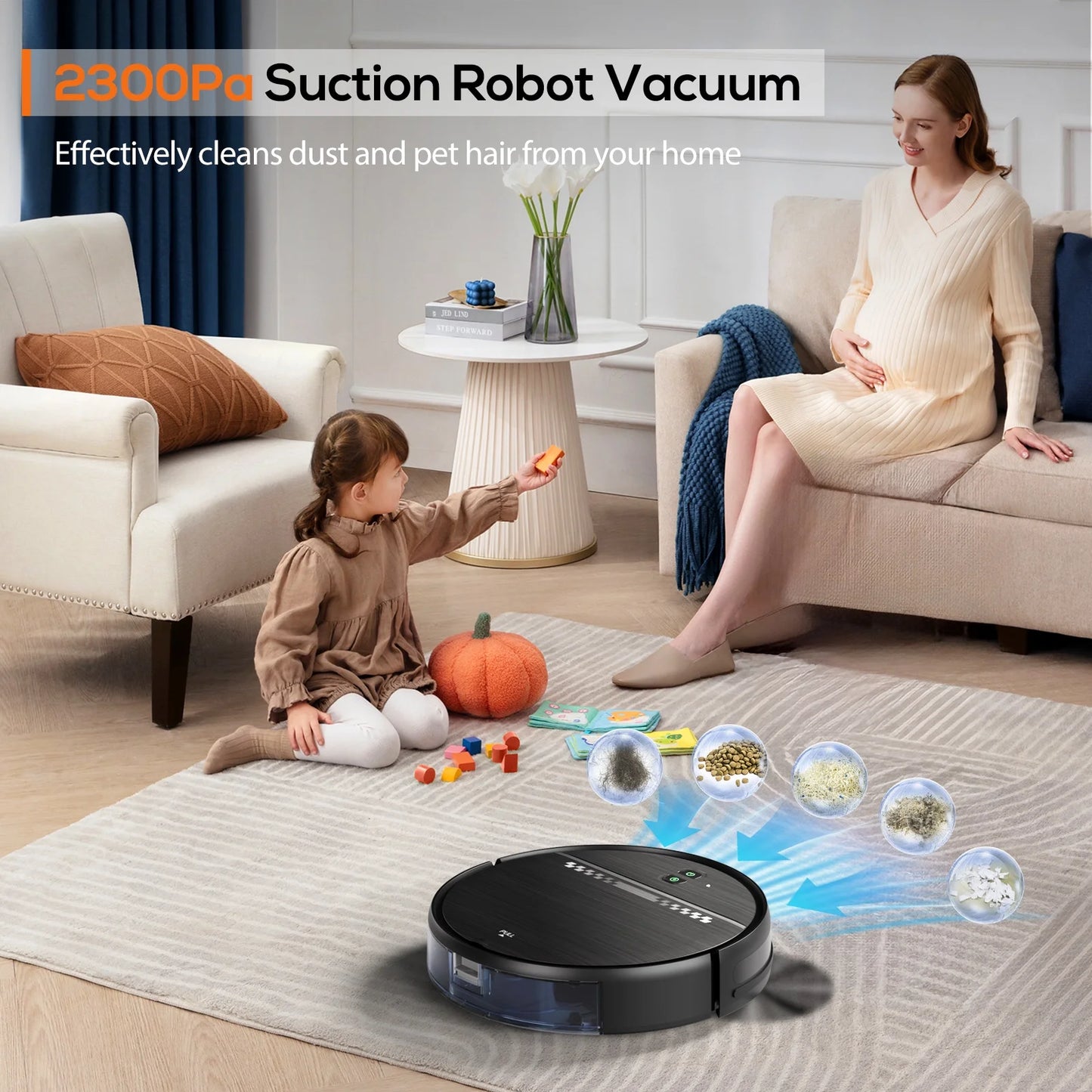 Robot Vacuum Cleaner and Mop Combo with App Wifi and Remote Control Robotic Vacuums, Black