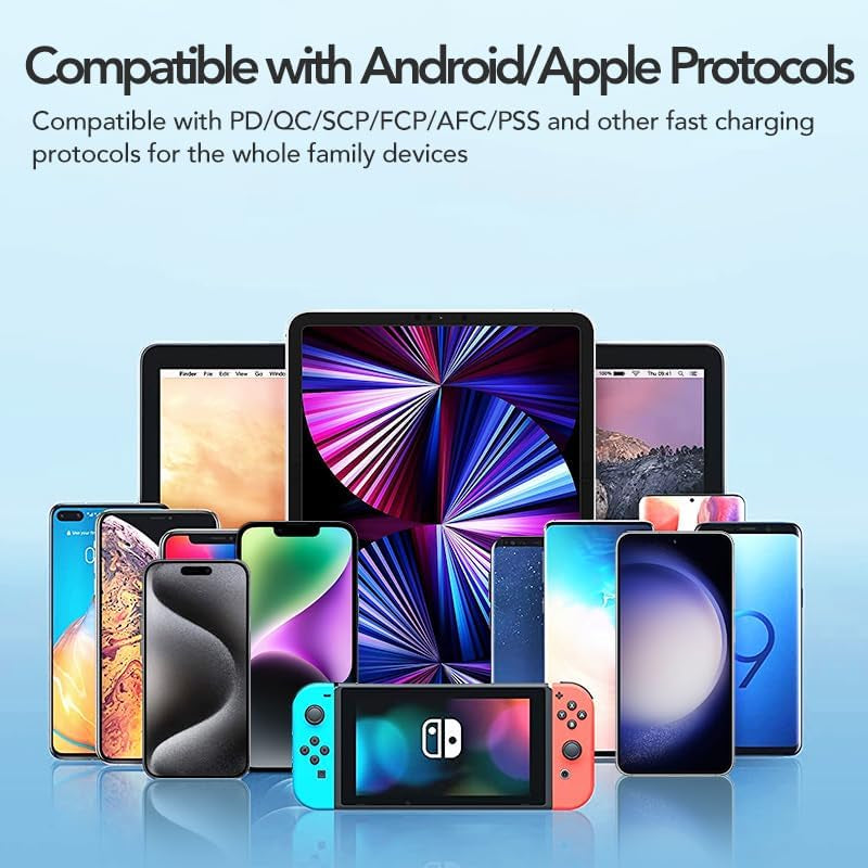 Retractable Car Charger, 4 in 1 Super Fast Car Phone Charger 60W, 2 Retractable Cables and 2 USB Ports Car Charging Adapter,Compatible with Iphone 16/15/14/13/12/11,Air-Pods 4,Galaxy,Pixel