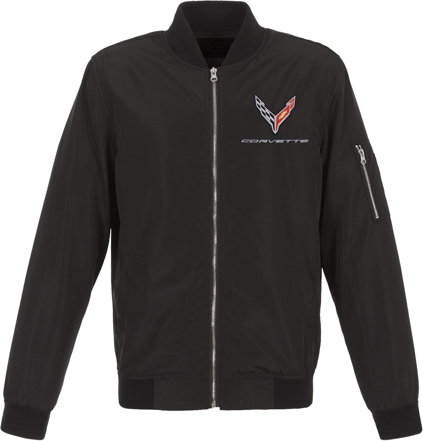 Mens Chevy Corvette C8 Emblem Lightweight Zip-Up Nylon Jacket