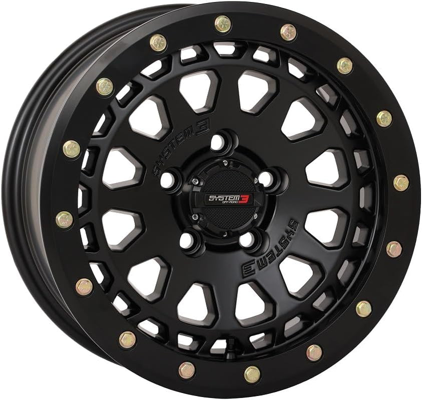 System 3 SB-6 Beadlock 15" Wheels Matte Black (4+3) Polaris RZR Turbo R & Pro R Ranger 1500 Xpedition