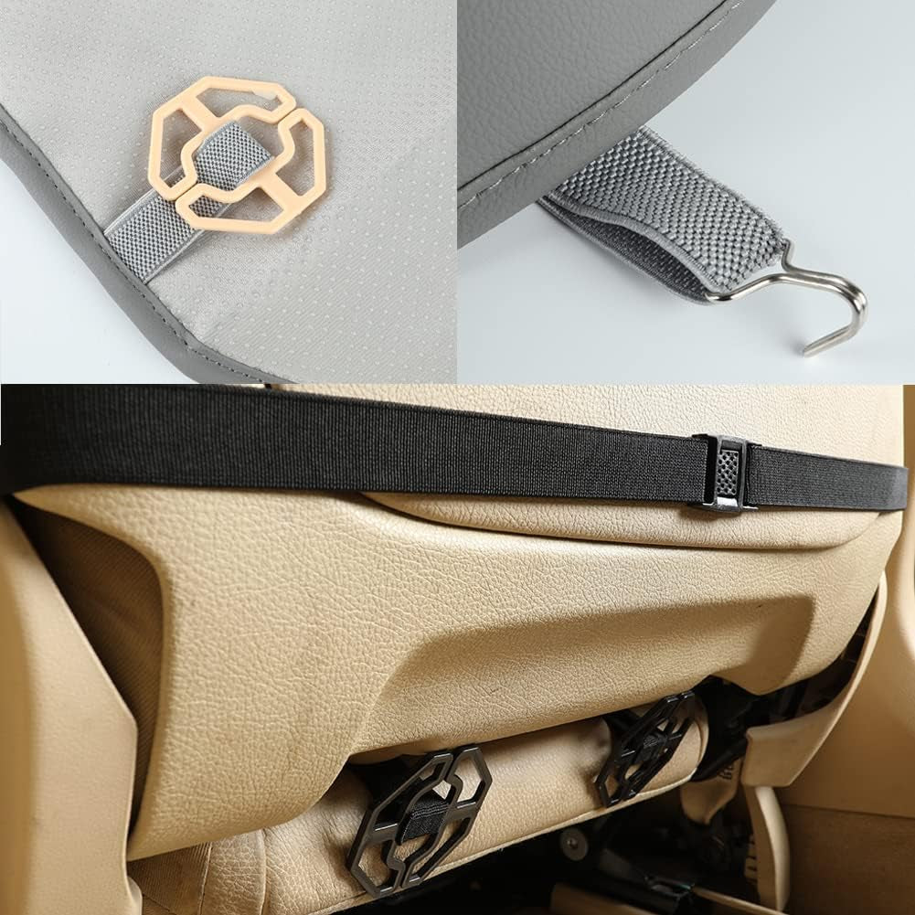 1 Pair PU Front Car Seat Covers, Front Seat Protectors Compatible with 95% Vehicles, Anti-Slip & Full Wrapping Edge, Diamond Pattern Embroidery (W 21.26''×D 20.86”) - Light Gray