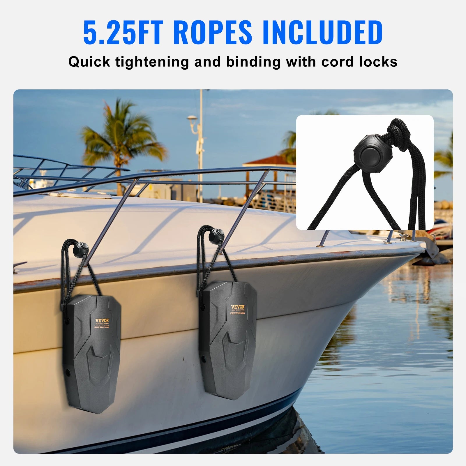 VEVOR Boat Fenders Marine EVA Boat Dock Fenders Bumper with Ropes Cord Locks and Storage Bag for Class A/Class 1/Part Class 2
