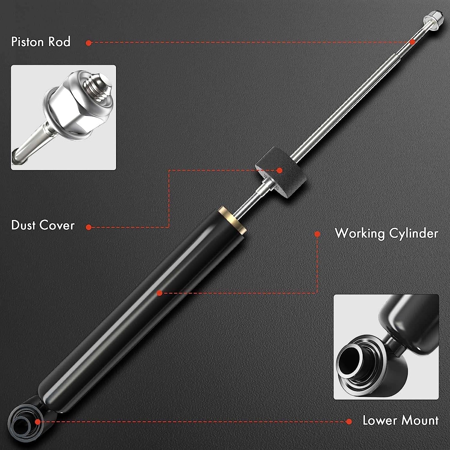 Rear Pair (2) Shock Absorber Strut Assembly Compatible with Audi A4, A4 Quattro,