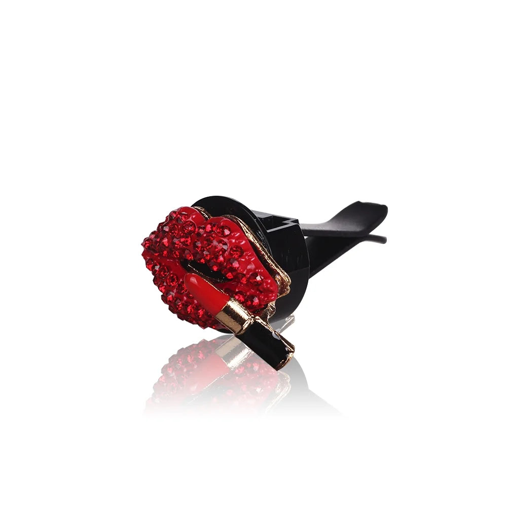 Car Bling Interior Accessories Car, Air Vent Rhinestone Diamond Decoration - Red Lipstick